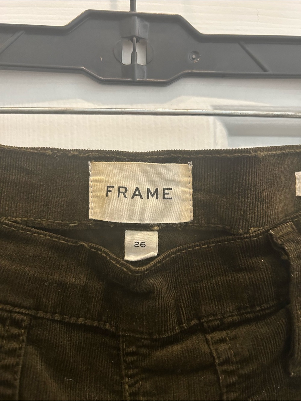 Frame Corduroy Olive High-Rise Straight Pants - Picture 4 of 4